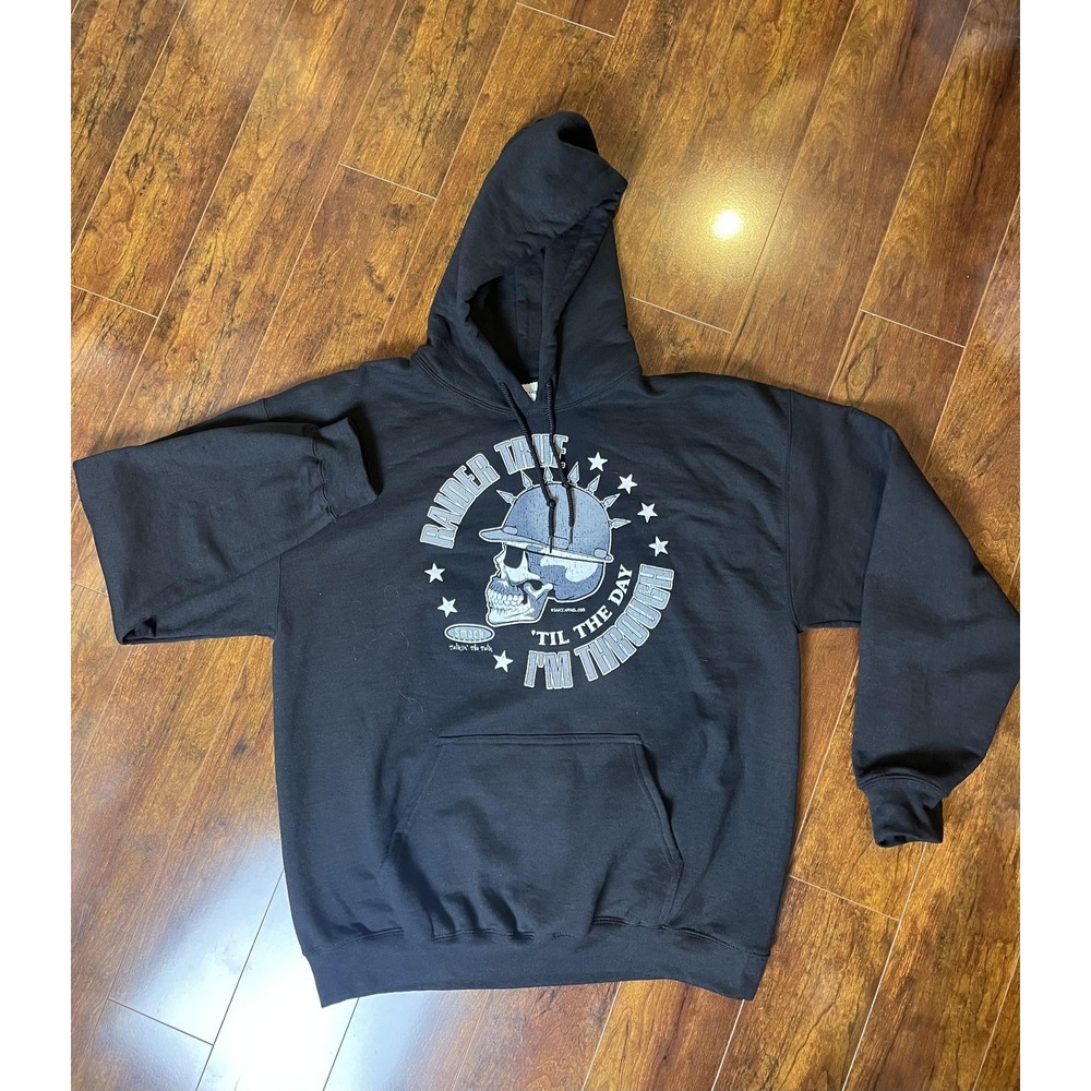 Las Vegas Raiders Hoodie Mens Large Black NFL Football Skull Graphic Pullover‎